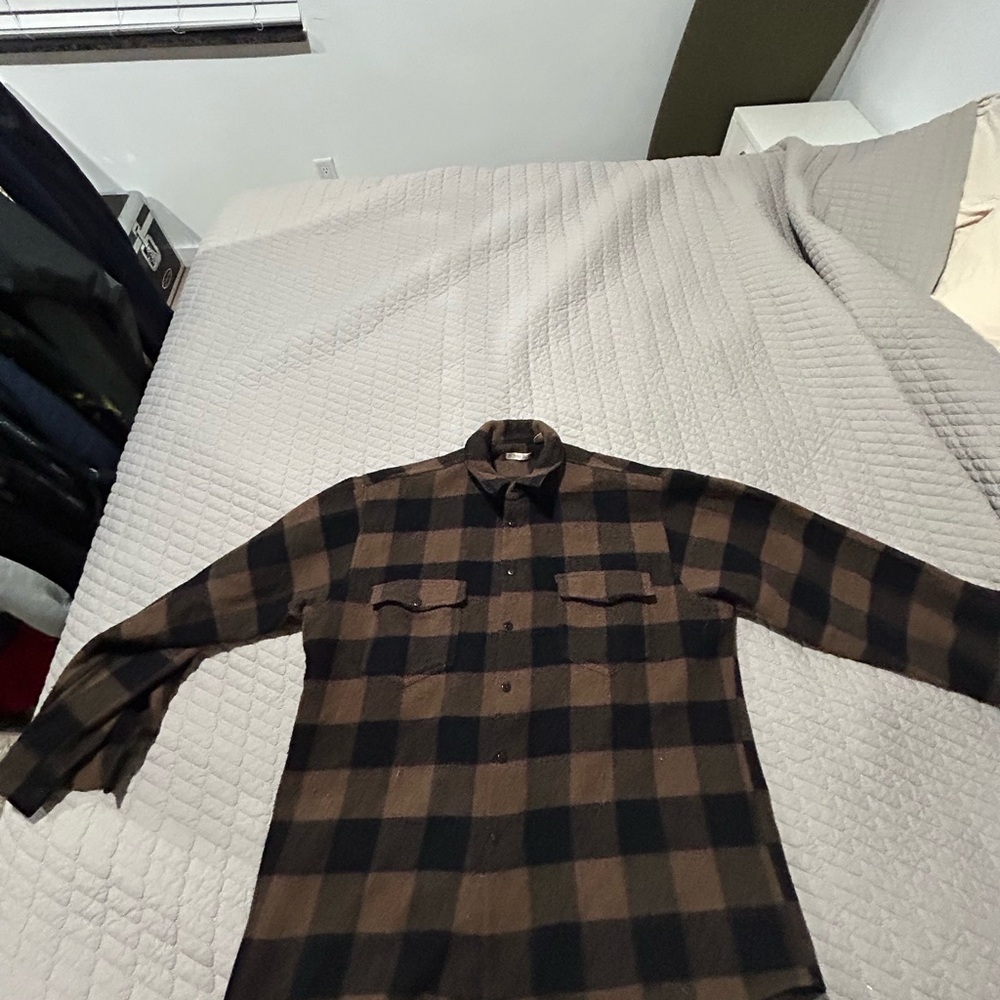 Vintage Olivier Strelli Brown and Black Plaid button down Shirt jacket